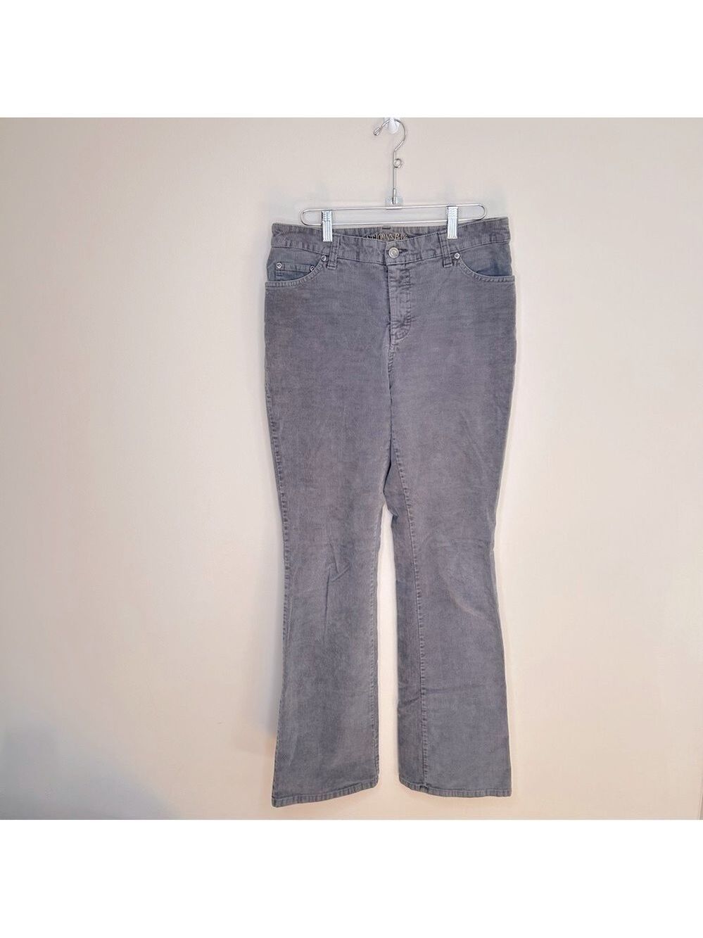 St John's  Bay Bootcut Corduroy Midrise Jeans with Light Stretch Grey Size 8